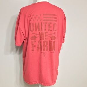 United We Farm Red 2XL Tshirt Flag On Sleeve Lincoln Outfitters